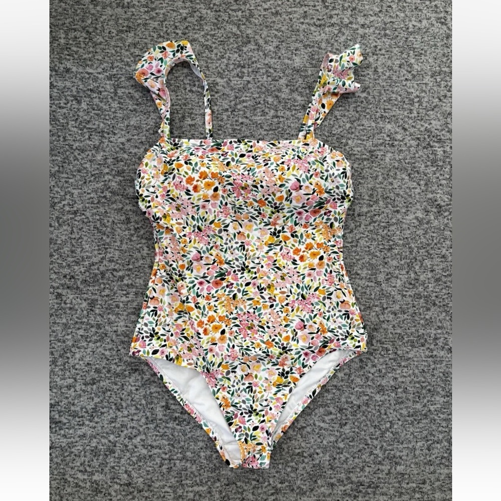 Kona Sol One Piece Floral Flutter Strap Swimming Bathing Suit